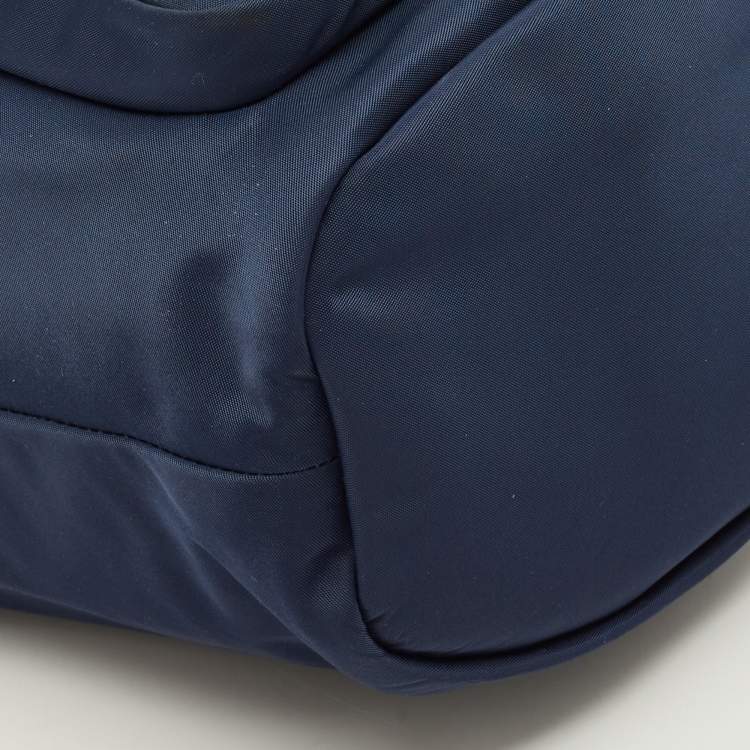 Pre Owned Tory Burch Virginia Navy Blue Nylon Bucket Bag