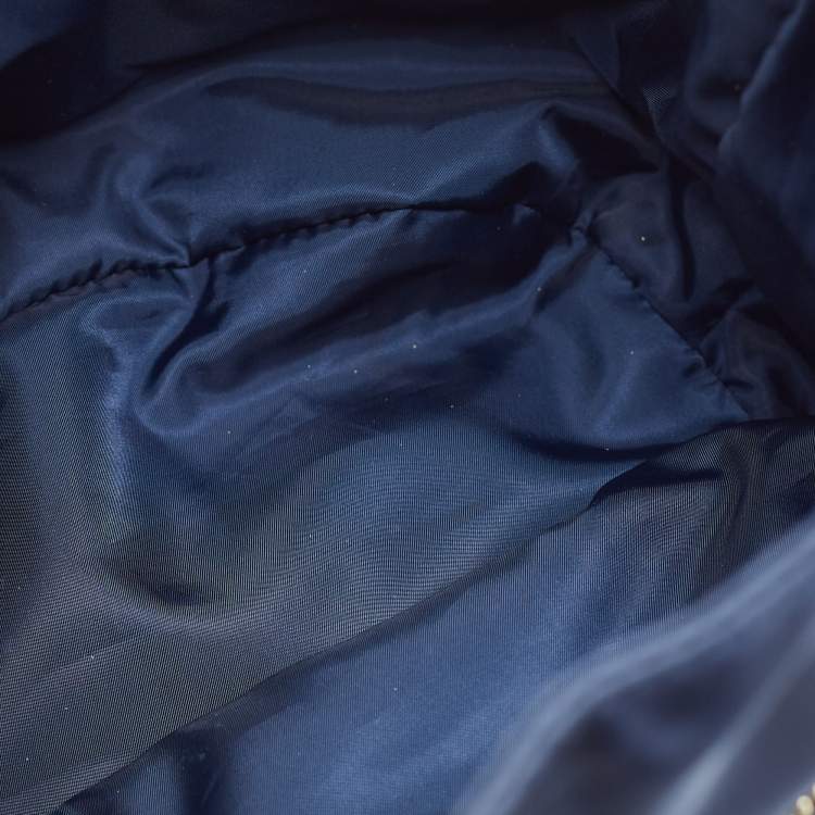 Pre Owned Tory Burch Virginia Navy Blue Nylon Bucket Bag