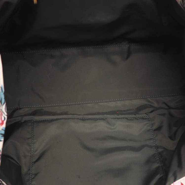 Pre Owned Tory Burch Ella Onesize Green/Multicolor Lyonnaise Floral Print Leather and Nylon Shopper Tote