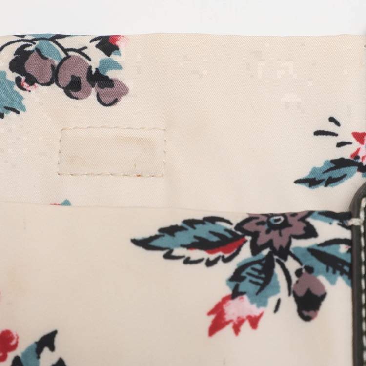 Pre Owned Tory Burch Ella Onesize Green/Multicolor Lyonnaise Floral Print Leather and Nylon Shopper Tote