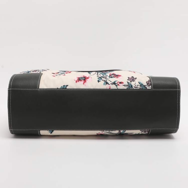 Pre Owned Tory Burch Ella Onesize Green/Multicolor Lyonnaise Floral Print Leather and Nylon Shopper Tote