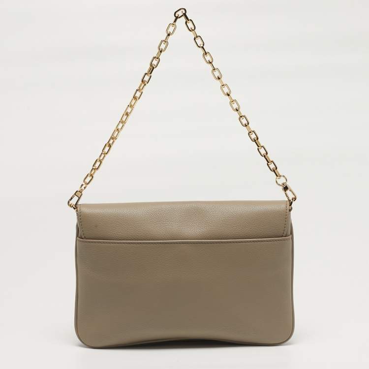 Pre Owned Tory Burch Bombe Beige Leather Convertible Clutch