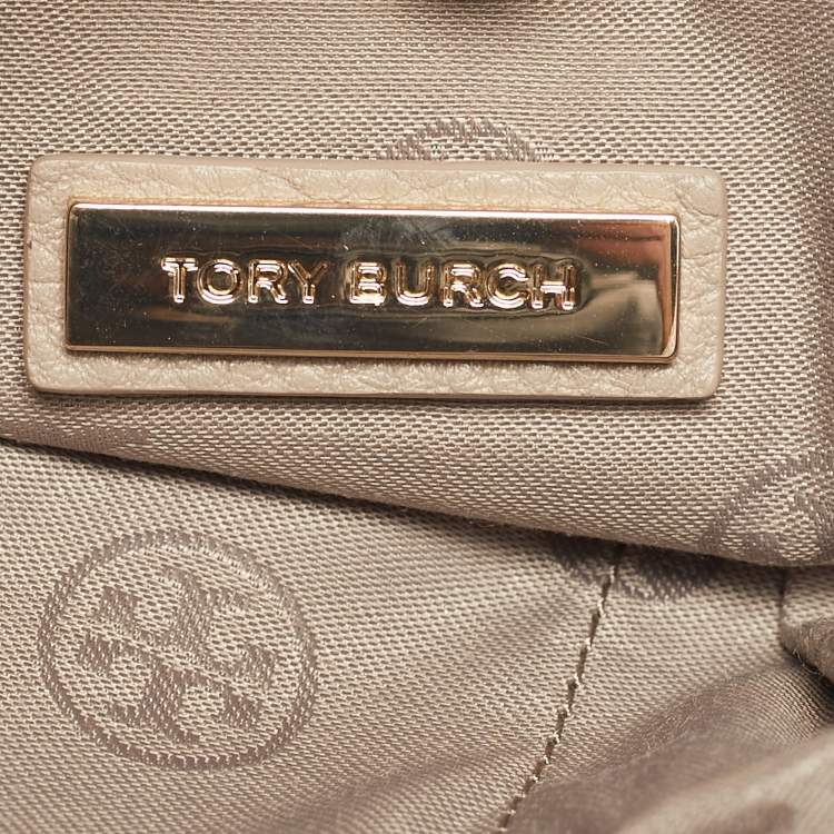 Pre Owned Tory Burch Bombe Beige Leather Convertible Clutch