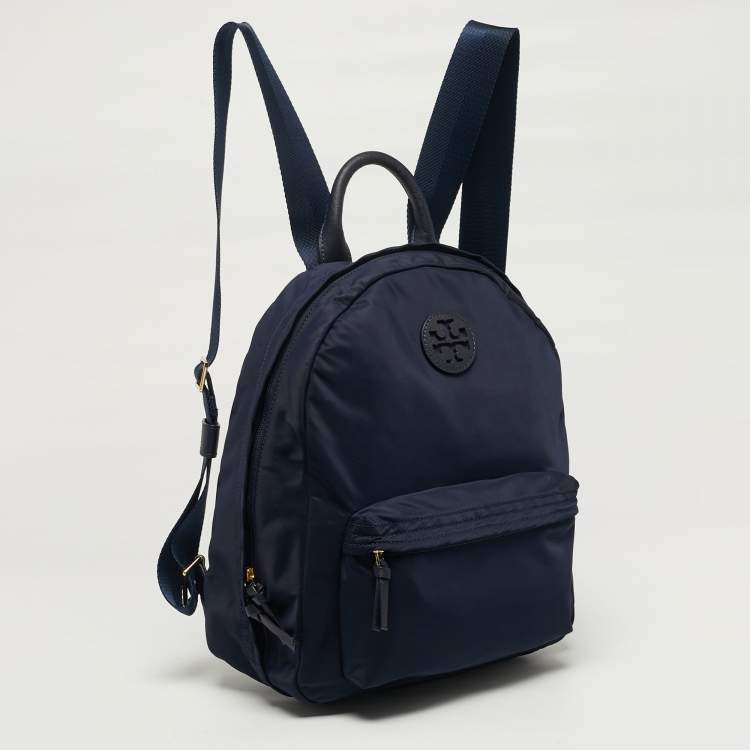 Pre Owned Tory Burch Ella Navy Blue Nylon Backpack