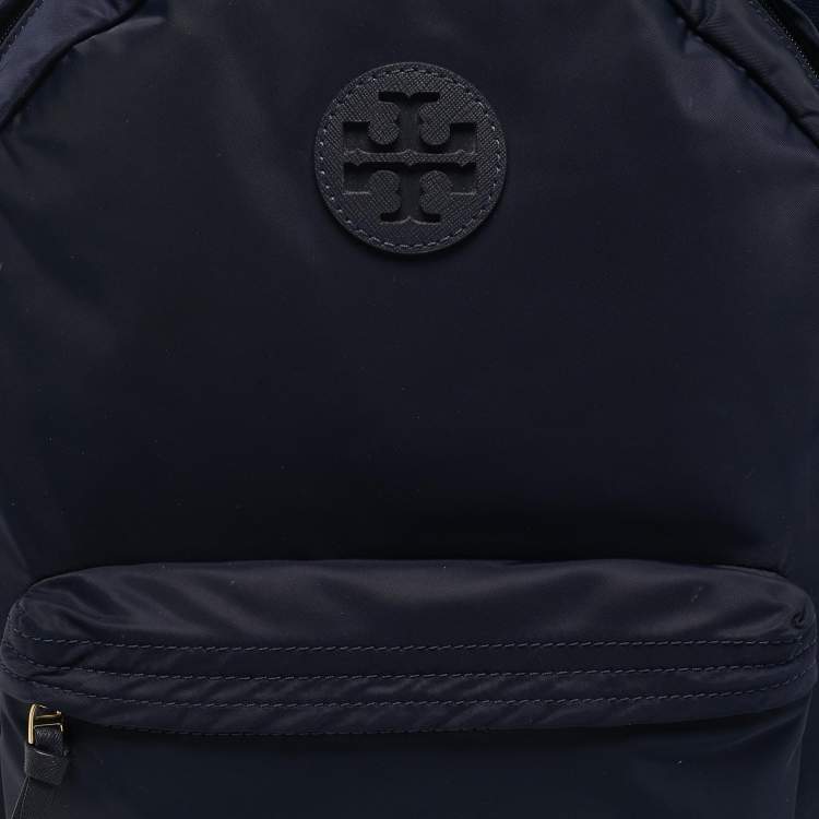 Pre Owned Tory Burch Ella Navy Blue Nylon Backpack