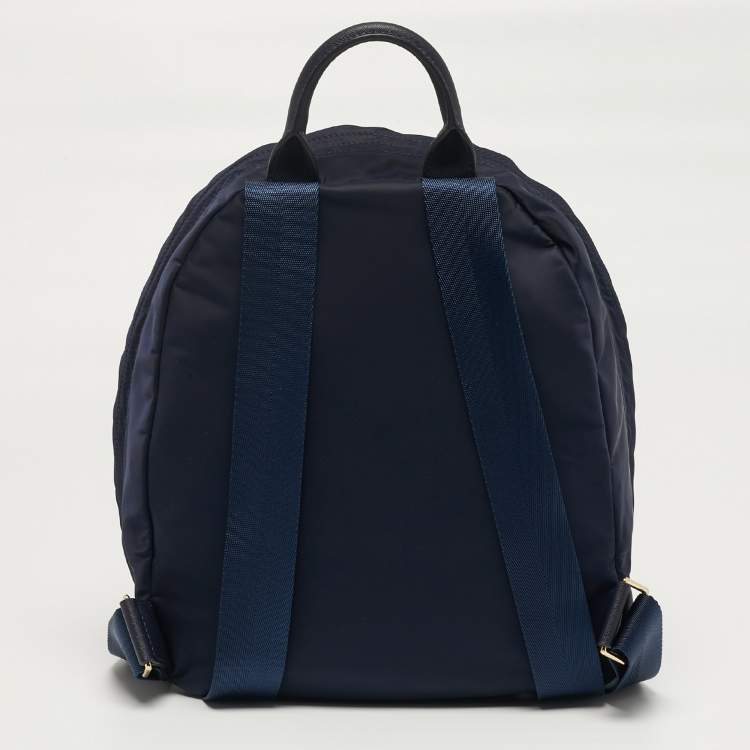 Pre Owned Tory Burch Ella Navy Blue Nylon Backpack