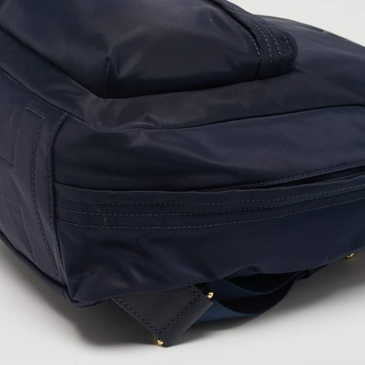 Pre Owned Tory Burch Ella Navy Blue Nylon Backpack