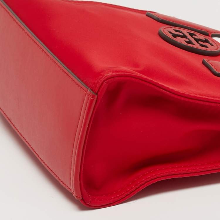 Pre Owned Tory Burch Ella Mini Red Nylon Tote