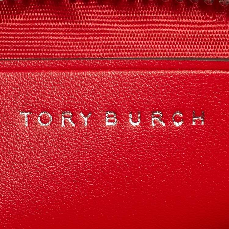 Pre Owned Tory Burch Ella Mini Red Nylon Tote