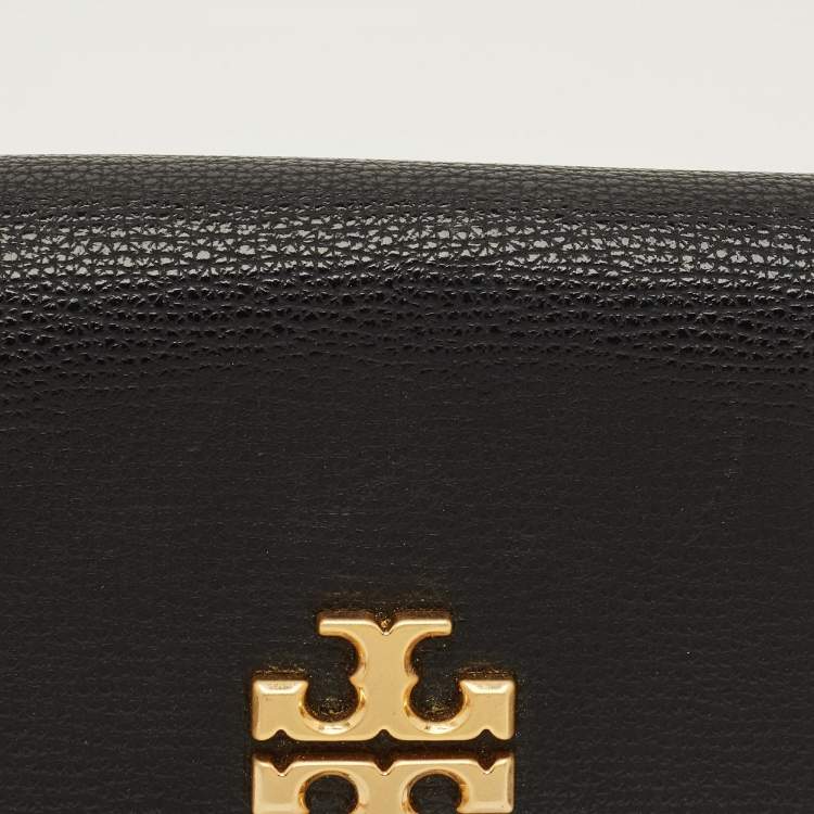 Pre Owned Tory Burch Kira Flap Black Leather Compact Wallet