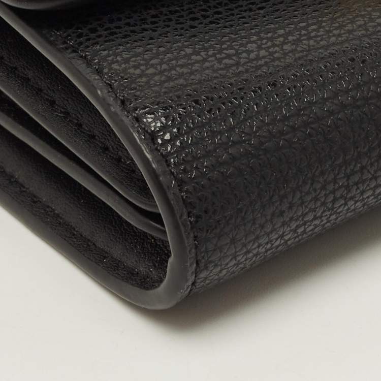 Pre Owned Tory Burch Kira Flap Black Leather Compact Wallet