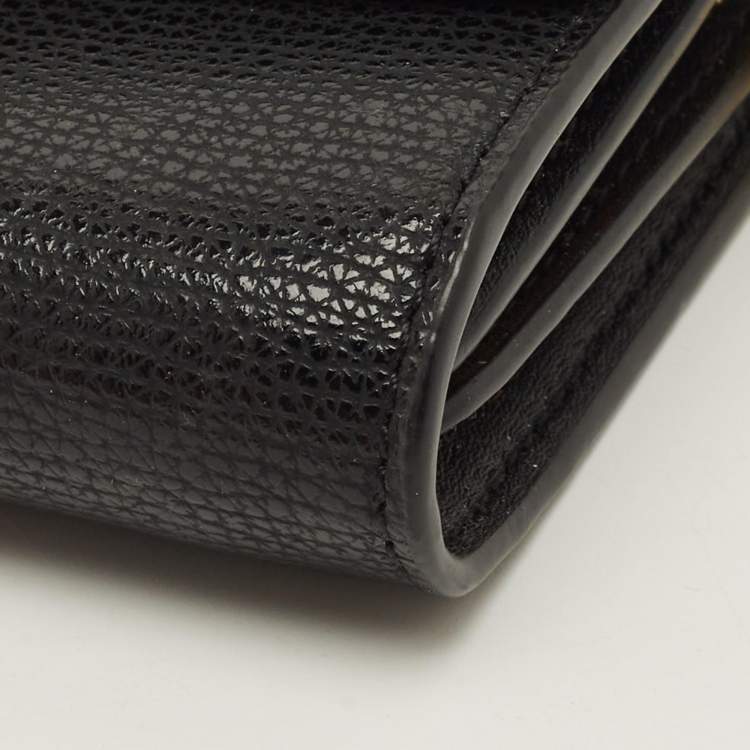 Pre Owned Tory Burch Kira Flap Black Leather Compact Wallet