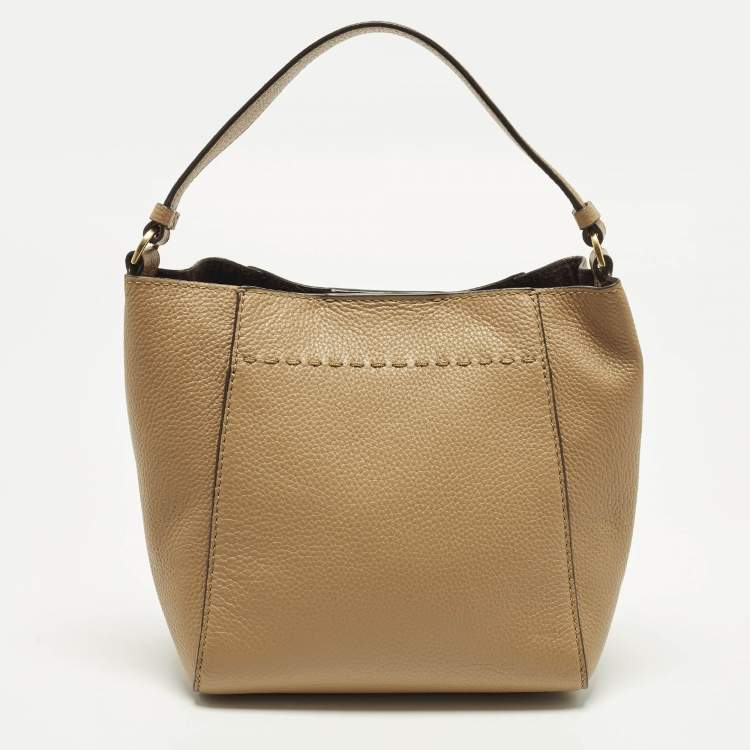 Pre Owned Tory Burch McGraw Small Tan Leather Bucket Bag