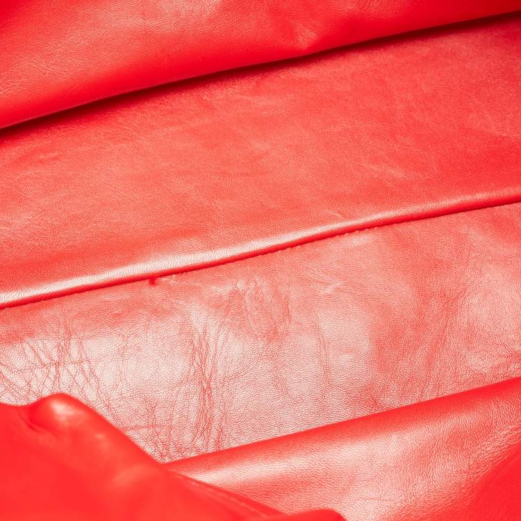 Pre Owned Tory Burch Robinson Double Zip Large Orange Croc Embossed Leather Tote