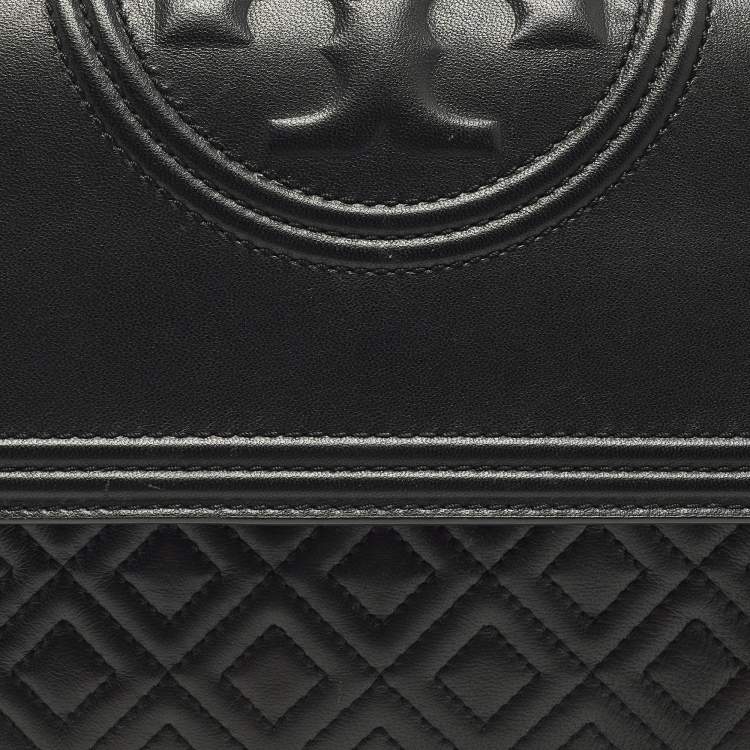 Pre Owned Tory Burch Fleming Black Leather Top Handle Bag