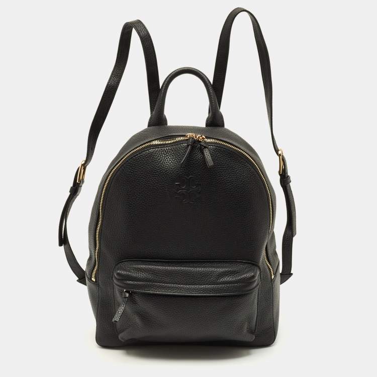 Pre Owned Tory Burch Thea Black Leather Backpack