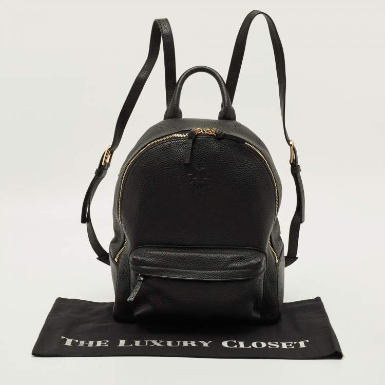 Pre Owned Tory Burch Thea Black Leather Backpack