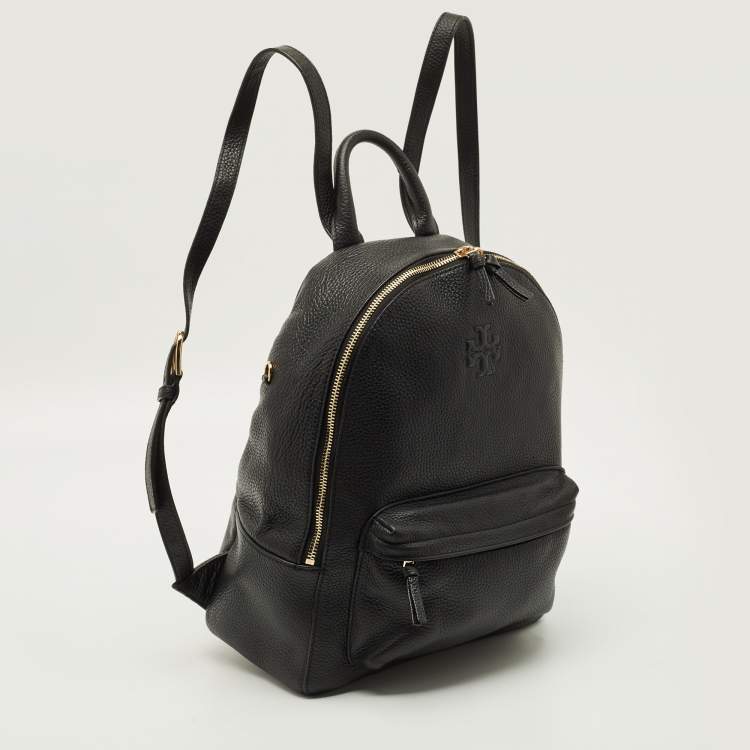 Pre Owned Tory Burch Thea Black Leather Backpack