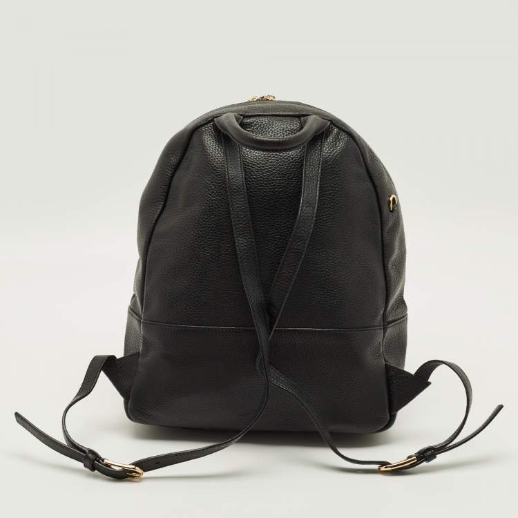 Pre Owned Tory Burch Thea Black Leather Backpack