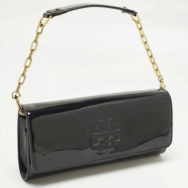 Pre Owned Tory Burch Bombe Black Patent Leather Clutch