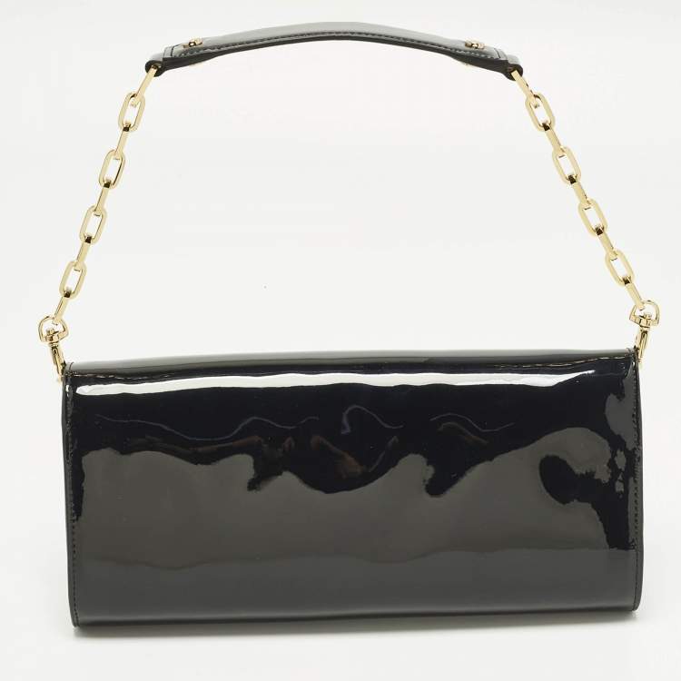 Pre Owned Tory Burch Bombe Black Patent Leather Clutch