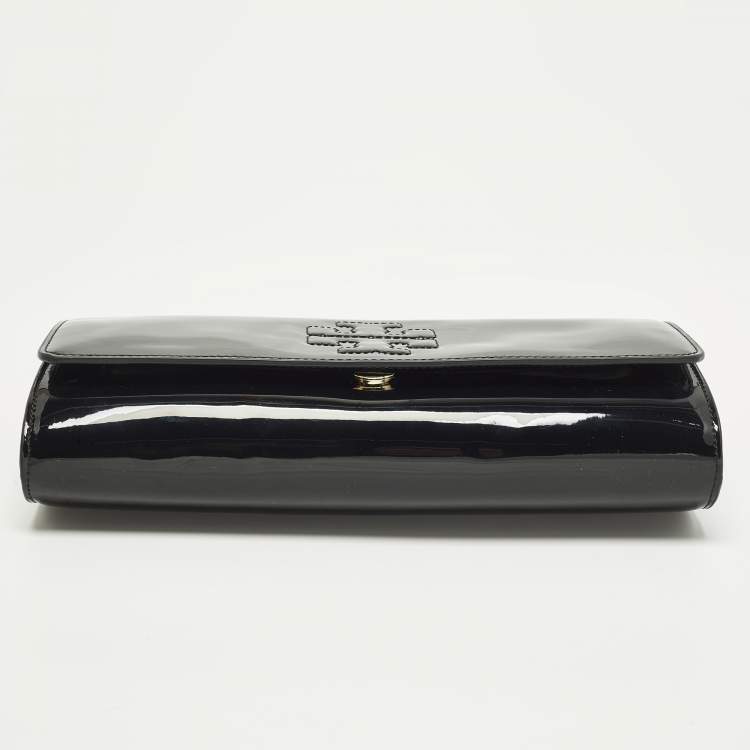 Pre Owned Tory Burch Bombe Black Patent Leather Clutch