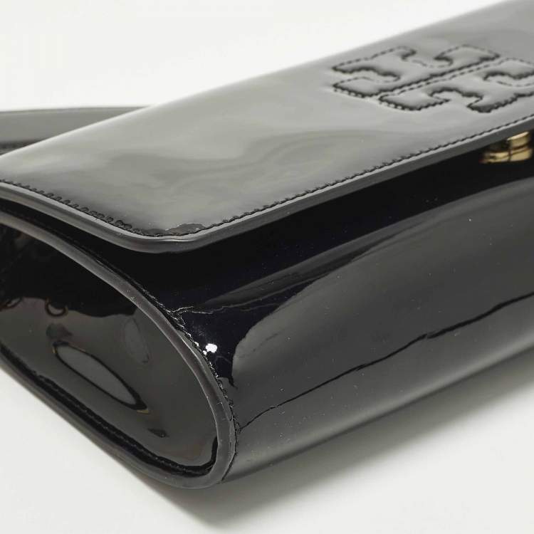 Pre Owned Tory Burch Bombe Black Patent Leather Clutch