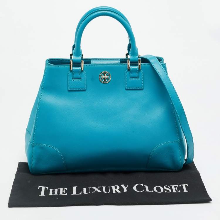 مملوكة مسبقًا Tory Burch Robinson Snap Light Blue Leather Tote