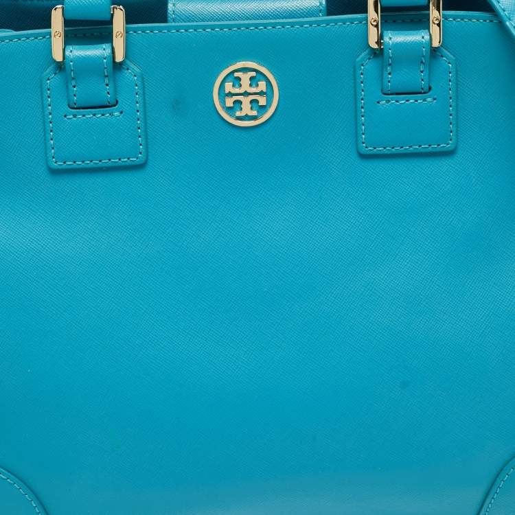 مملوكة مسبقًا Tory Burch Robinson Snap Light Blue Leather Tote