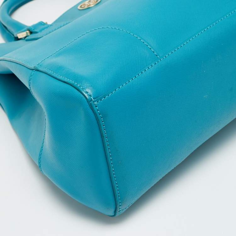 مملوكة مسبقًا Tory Burch Robinson Snap Light Blue Leather Tote