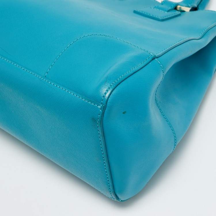 مملوكة مسبقًا Tory Burch Robinson Snap Light Blue Leather Tote