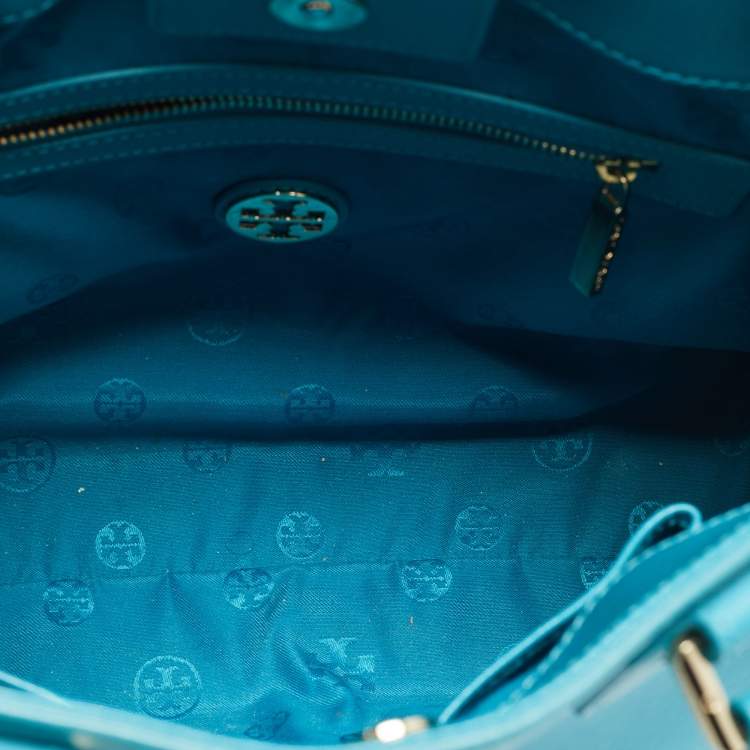 مملوكة مسبقًا Tory Burch Robinson Snap Light Blue Leather Tote