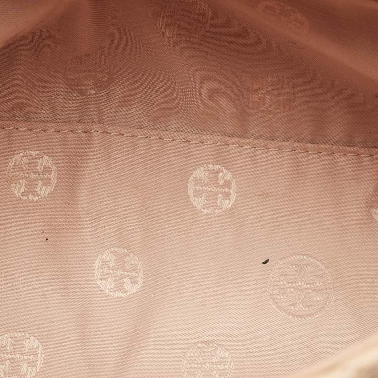 Pre Owned Tory Burch Fleming Medium Beige Leather Shoulder Bag