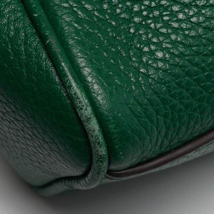 Pre Owned Tory Burch Mercer Zip Green Leather Crossbody Bag