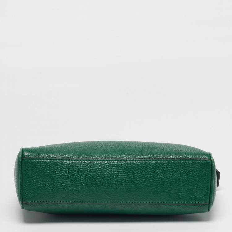 Pre Owned Tory Burch Mercer Zip Green Leather Crossbody Bag