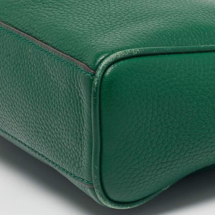 Pre Owned Tory Burch Mercer Zip Green Leather Crossbody Bag