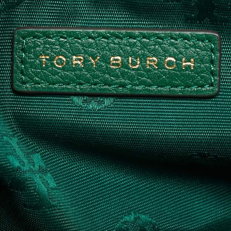 Pre Owned Tory Burch Mercer Zip Green Leather Crossbody Bag
