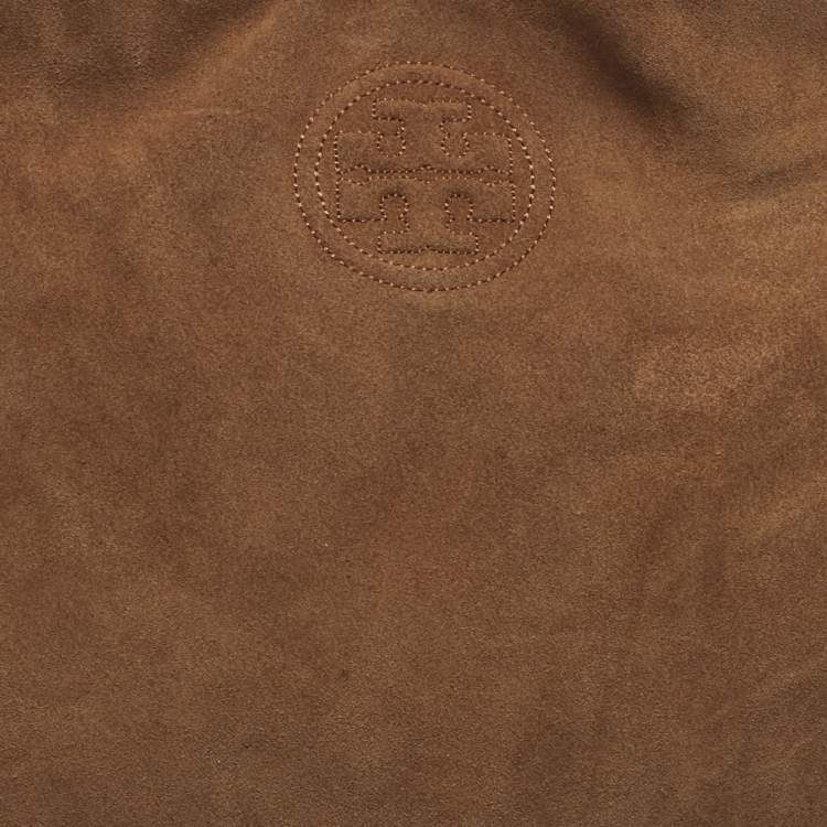 Pre Owned Tory Burch Marion Whipstitch Brown Suede Chain Tote