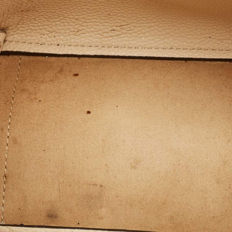 Pre Owned Tory Burch Mcgraw Dragonfly Beige Leather Drawstring Tote