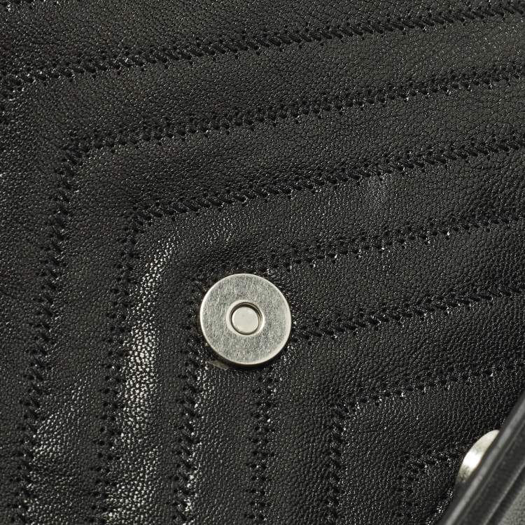 Pre Owned Tory Burch Fleming Black Leather Distressed Flap Shoulder Bag