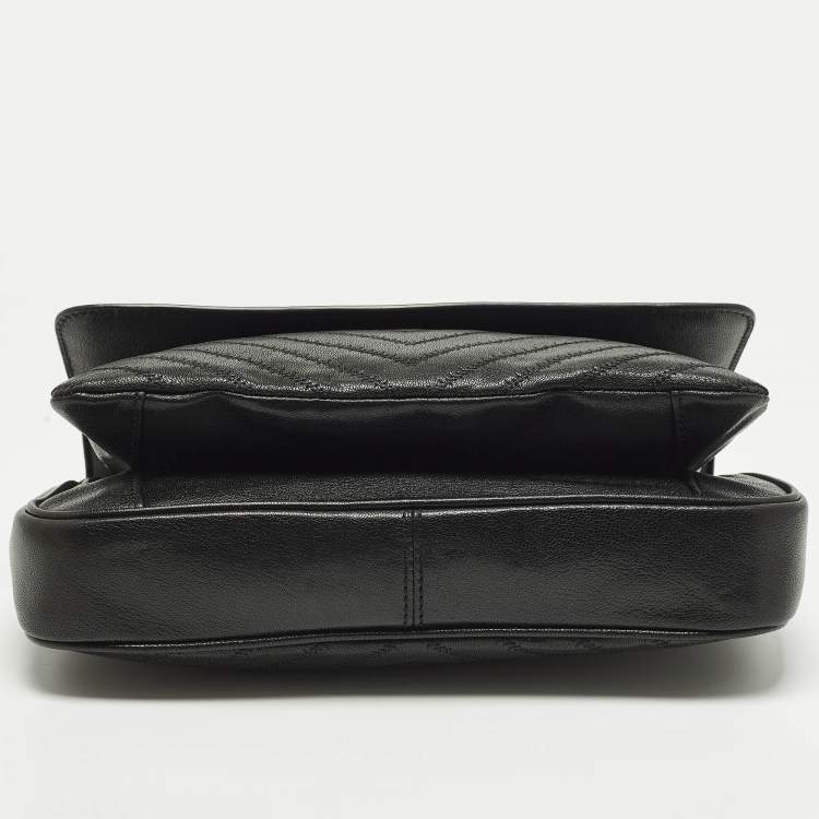 Pre Owned Tory Burch Fleming Black Leather Distressed Flap Shoulder Bag