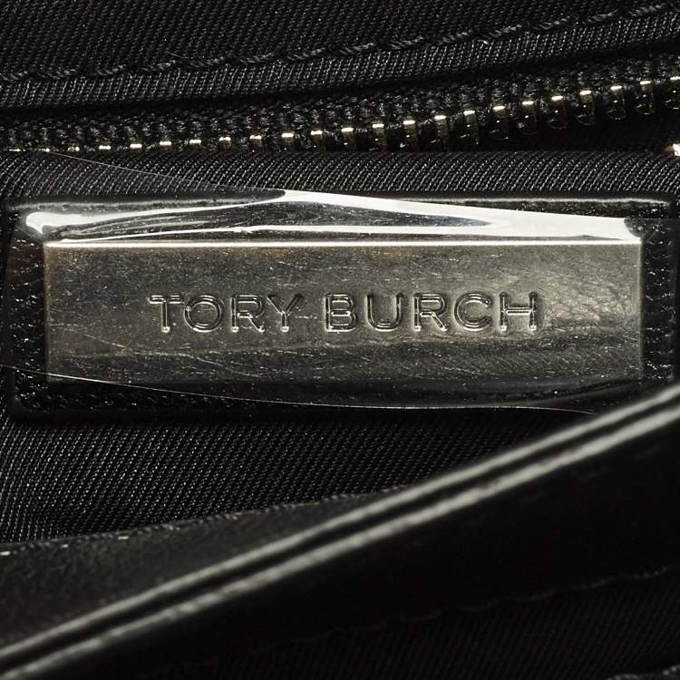 Pre Owned Tory Burch Fleming Black Leather Distressed Flap Shoulder Bag