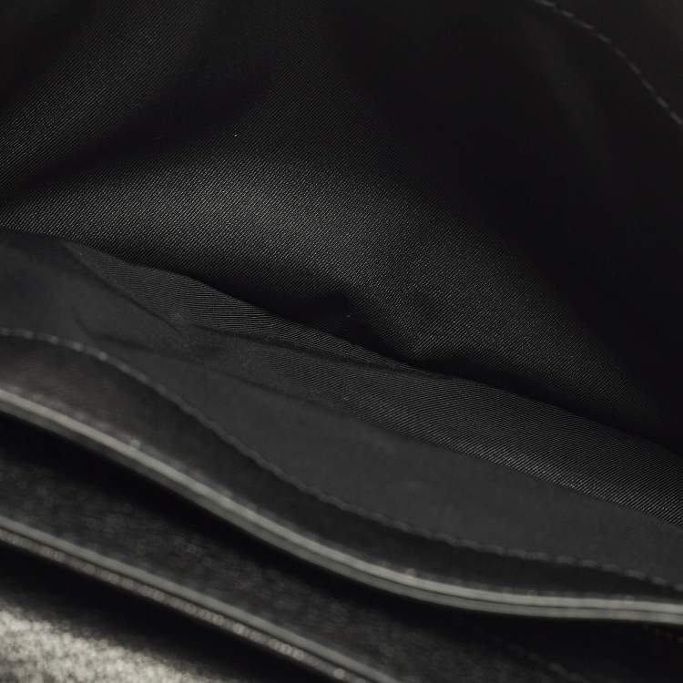 Pre Owned Tory Burch Fleming Black Leather Distressed Flap Shoulder Bag