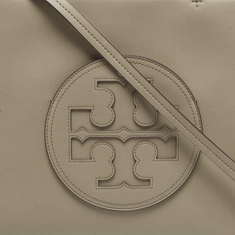 Pre Owned Tory Burch Ella Bio Small Beige Leather Logo Tote