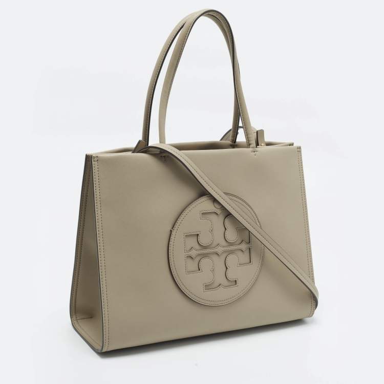 Pre Owned Tory Burch Ella Bio Small Beige Leather Logo Tote