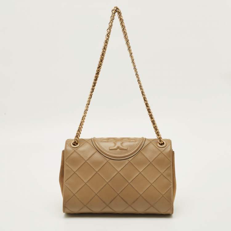مملوكة مسبقًا Tory Burch Fleming Beige Quilted Leather Shoulder Bag