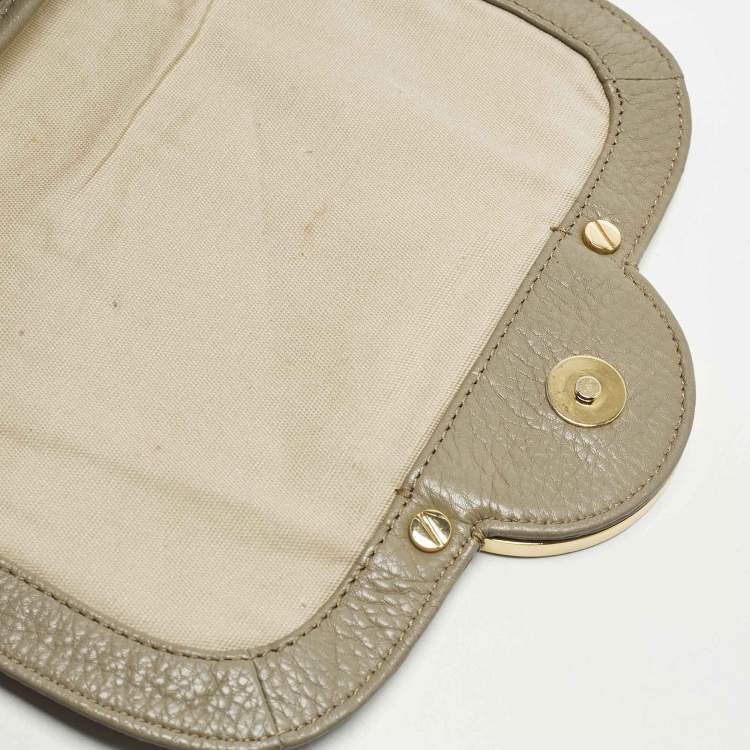 Pre Owned Tory Burch Amanda Beige Leather Flap Shoulder Bag