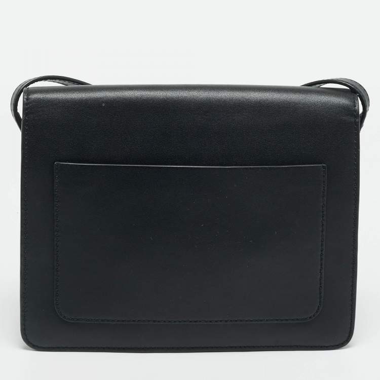 Pre Owned Tory Burch Block T Black Leather Shoulder Bag