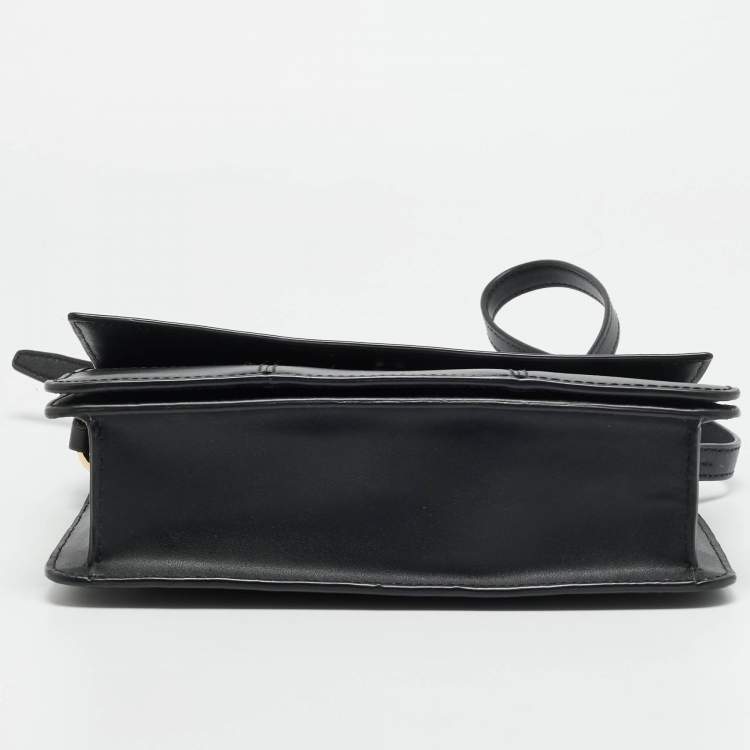 Pre Owned Tory Burch Block T Black Leather Shoulder Bag