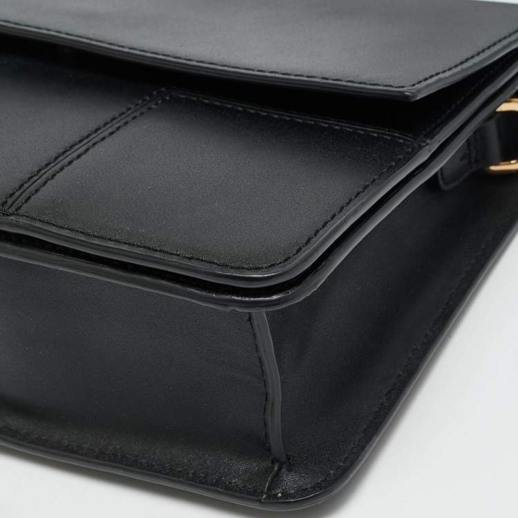 Pre Owned Tory Burch Block T Black Leather Shoulder Bag